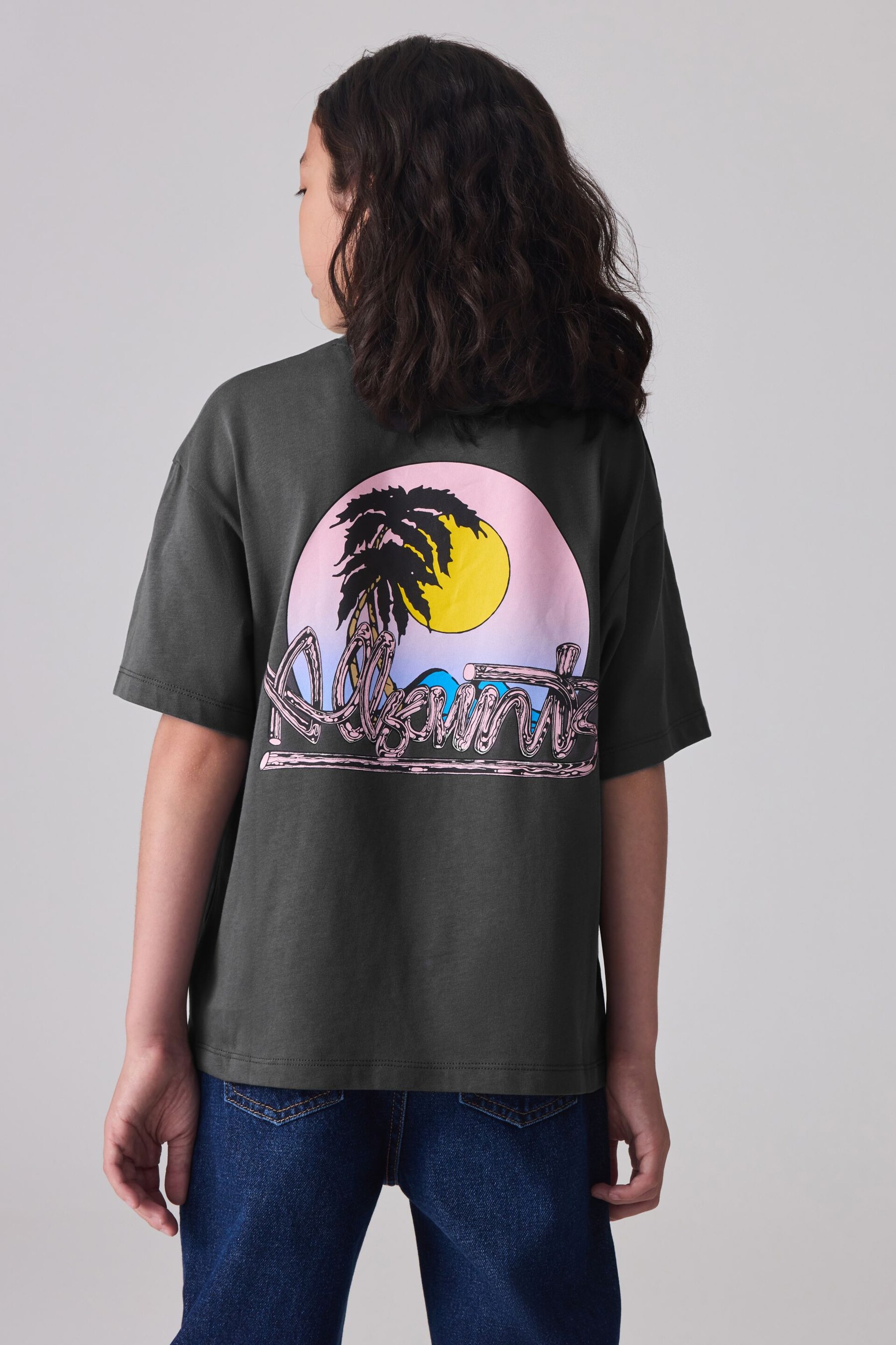 smALLSAINTS Charcoal Grey/Chroma Boys Graphic Oversized Crew T-Shirt - Image 2 of 5