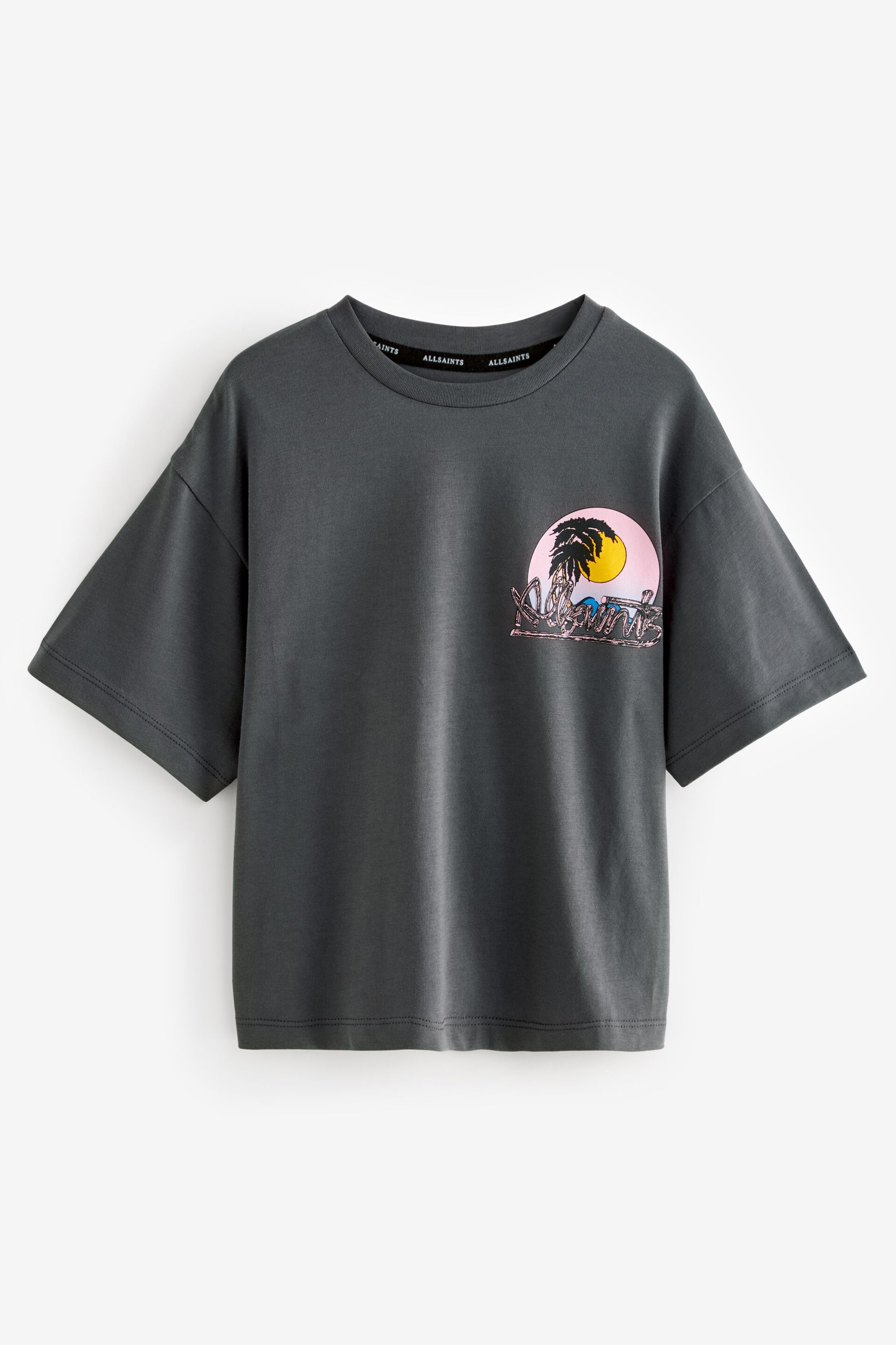 smALLSAINTS Charcoal Grey/Chroma Boys Graphic Oversized Crew T-Shirt - Image 4 of 5