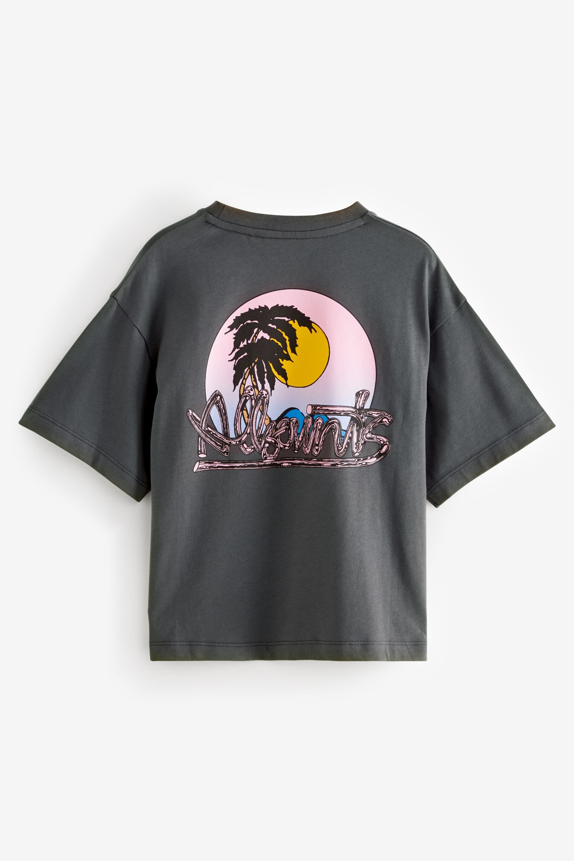 smALLSAINTS Charcoal Grey/Chroma Boys Graphic Oversized Crew T-Shirt - Image 5 of 5