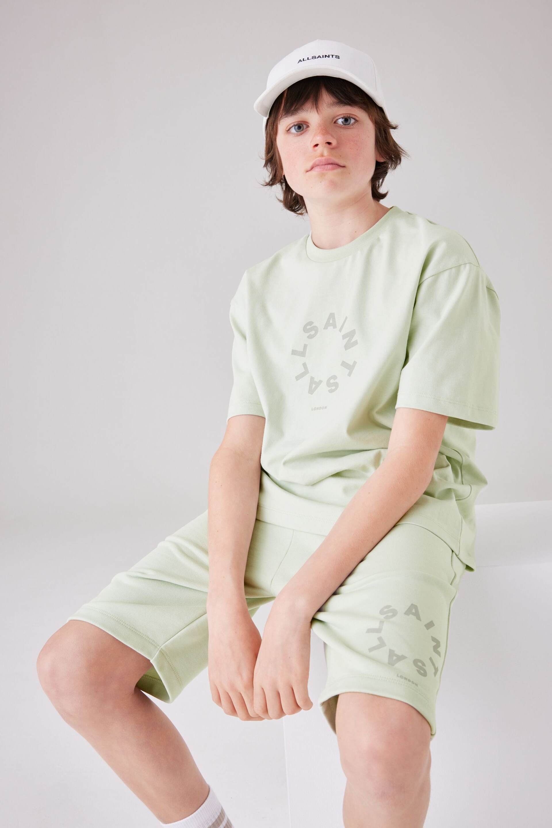 smALLSAINTS Light Green Boys Tierra T-Shirt and Sweat Short Set - Image 3 of 8