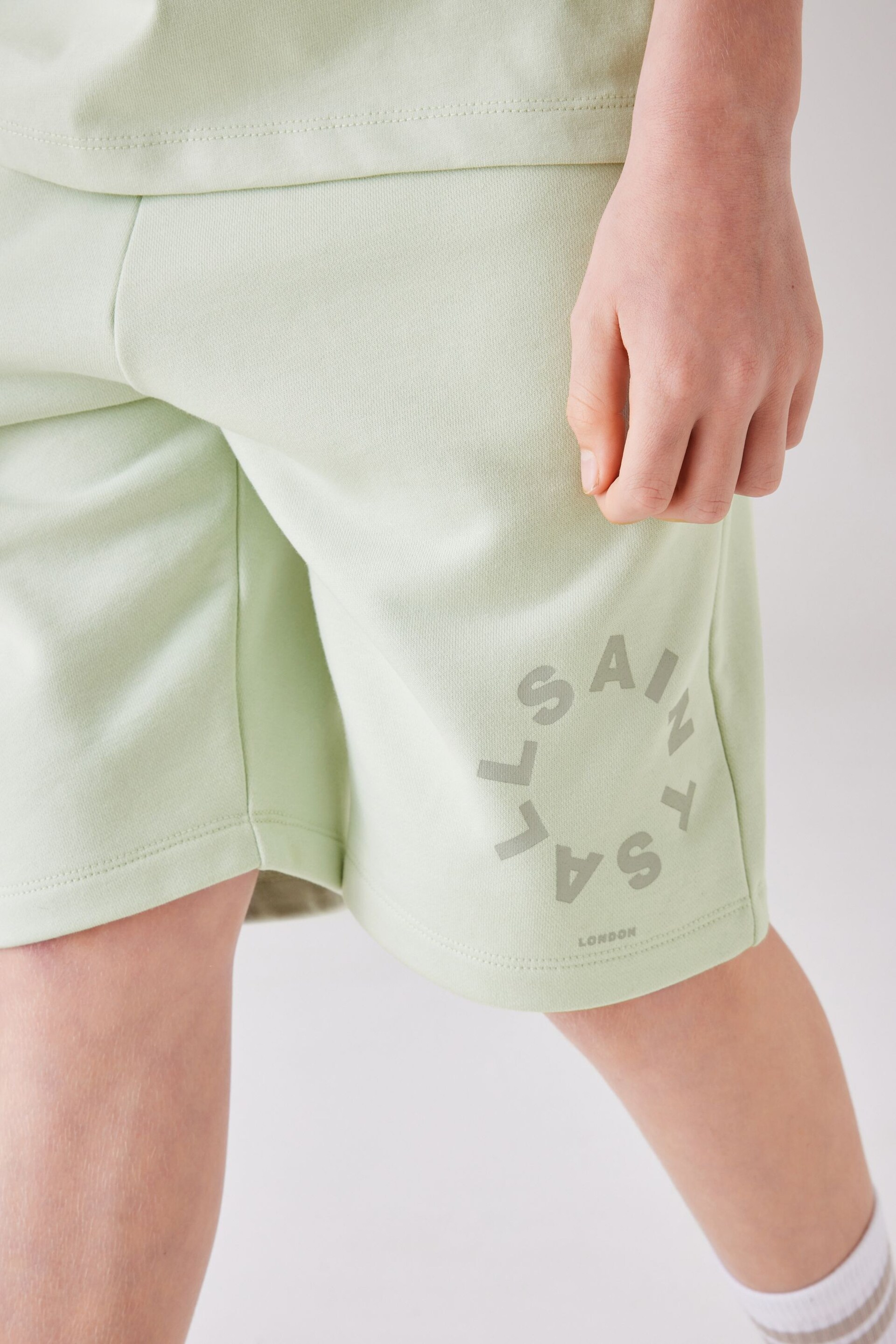 smALLSAINTS Light Green Boys Tierra T-Shirt and Sweat Short Set - Image 4 of 8