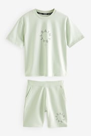smALLSAINTS Light Green Boys Tierra T-Shirt and Sweat Short Set - Image 6 of 8