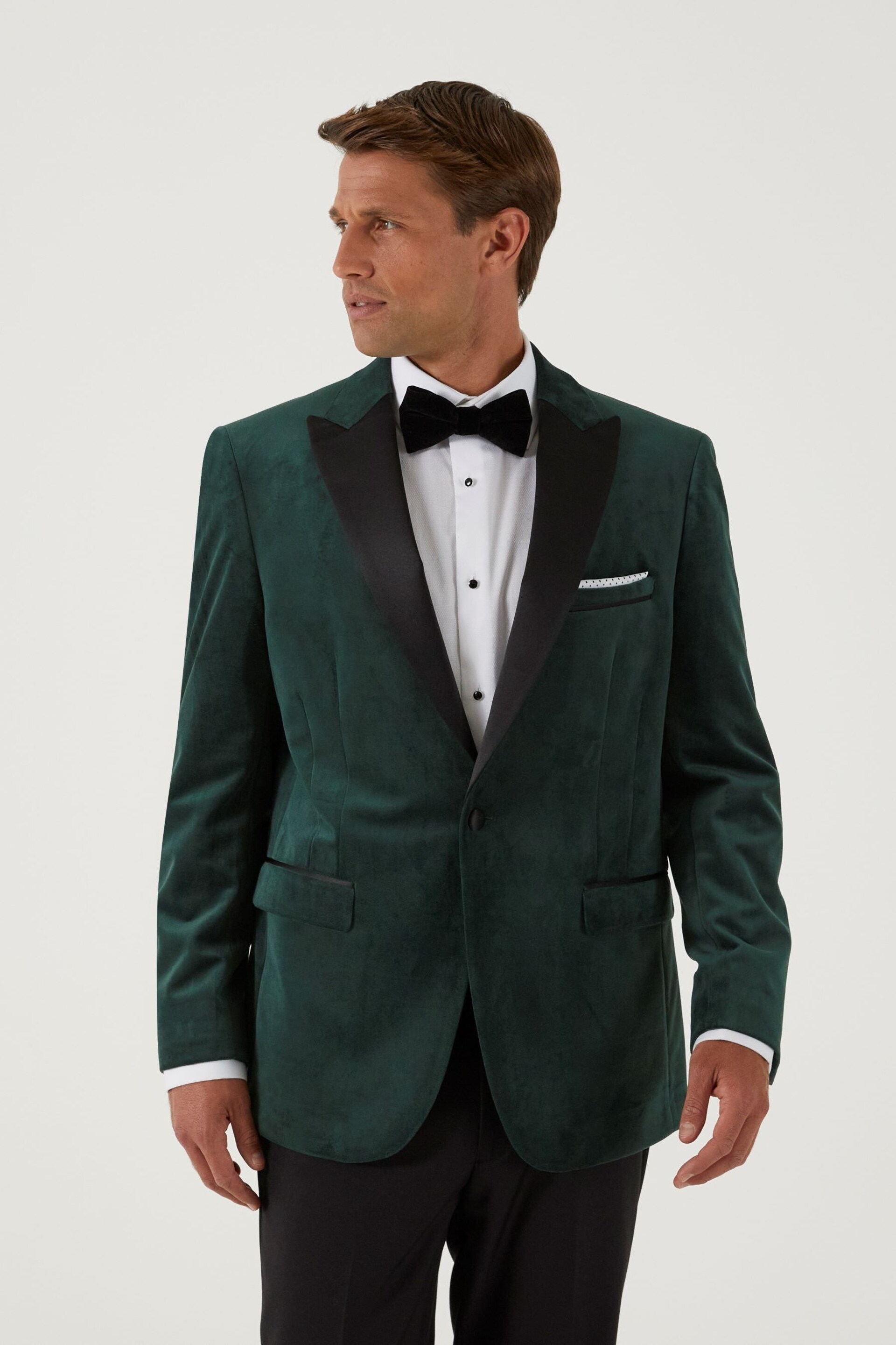 Skopes Jive Emerald Green Tailored Fit Velvet Jacket - Image 1 of 7