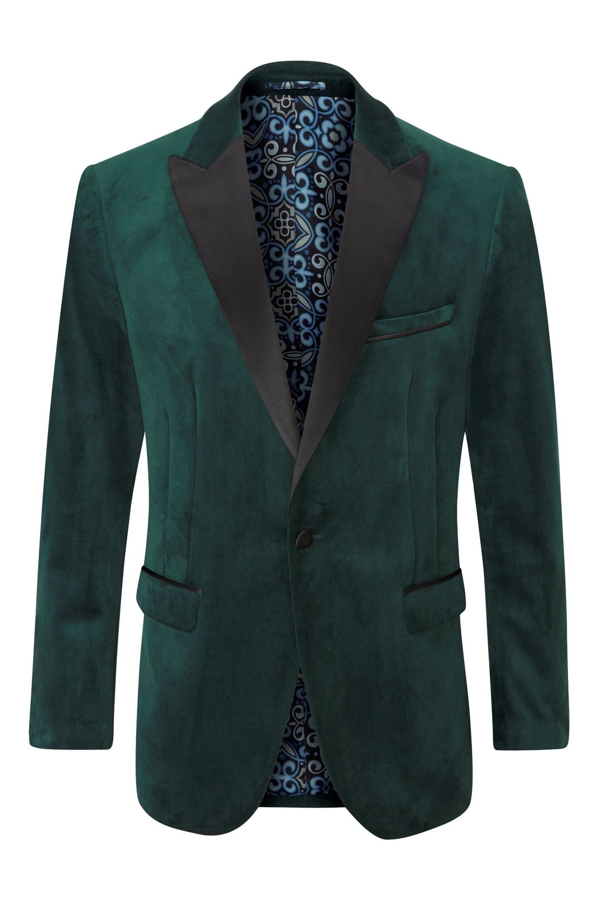 Skopes Jive Emerald Green Tailored Fit Velvet Jacket - Image 6 of 7