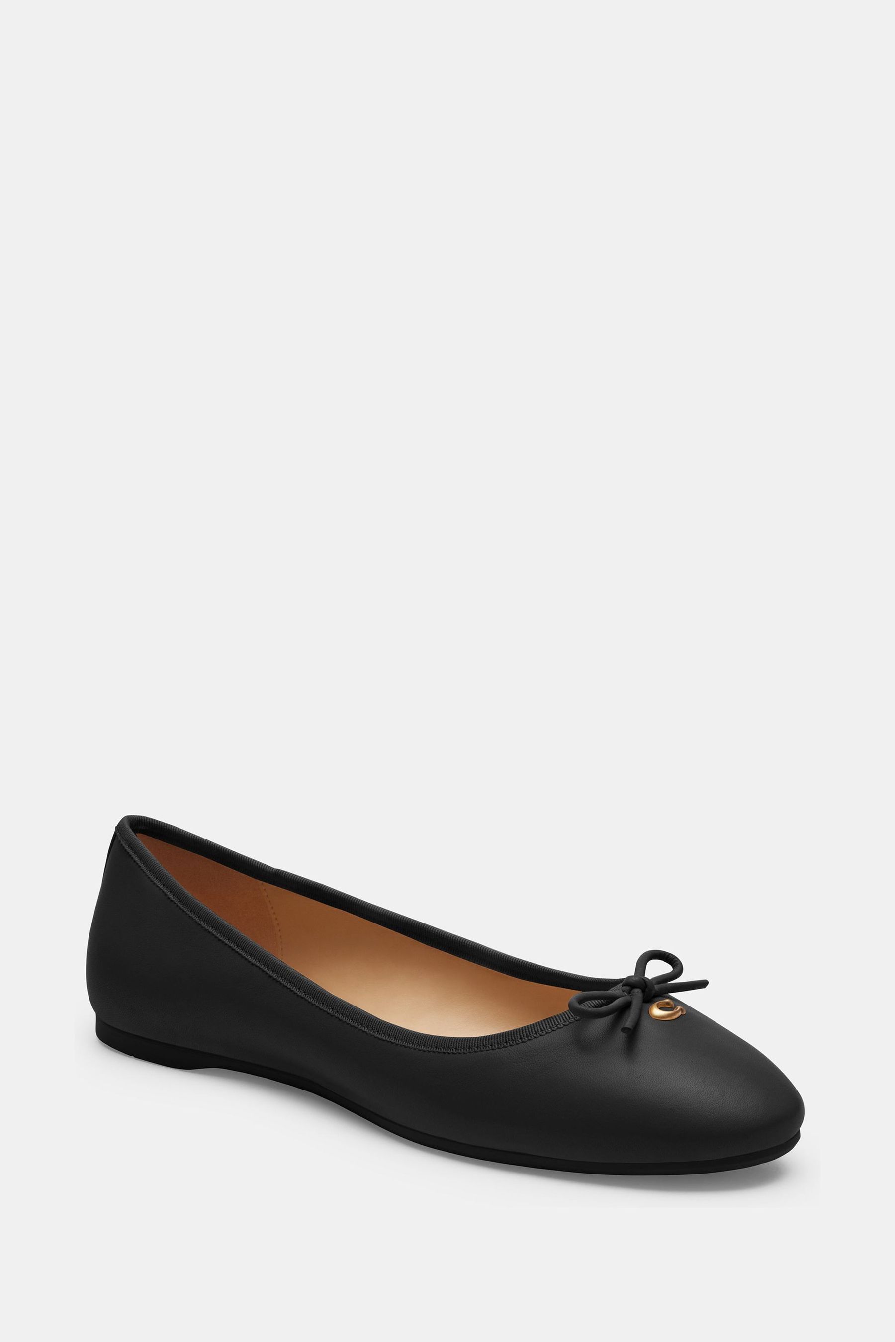 Buy COACH Abigail Leather Ballet Black Flats Pumps from Next Spain