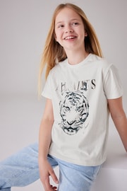 smALLSAINTS White/Laurin Tiger Girls Grace Graphic Crew T-Shirt - Image 2 of 7