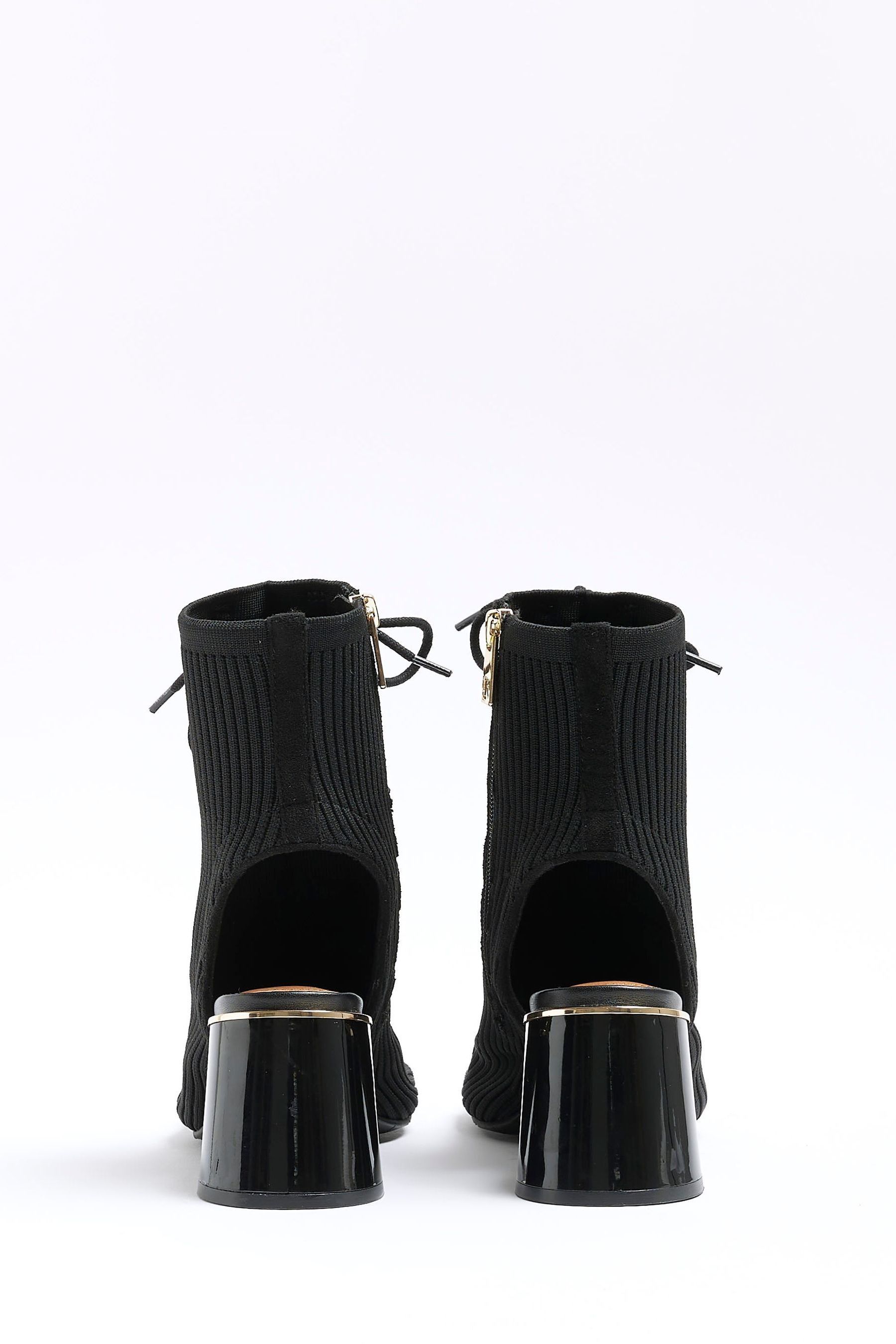 Buy River Island Black Knitted Open Toe Heeled Shoe Boots from Next United Arab Emirates