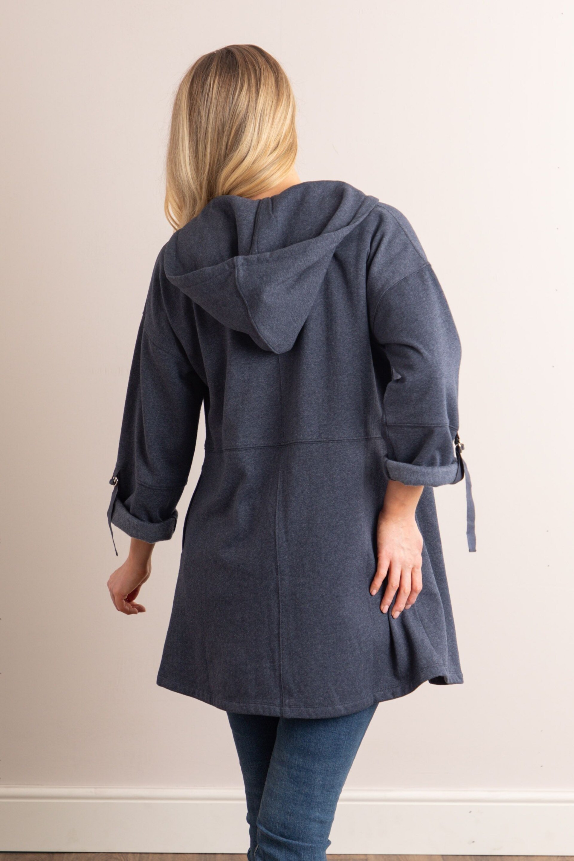 Lakeland Leather Blue Chloe Hooded Fleece Jersey Jacket - Image 2 of 11