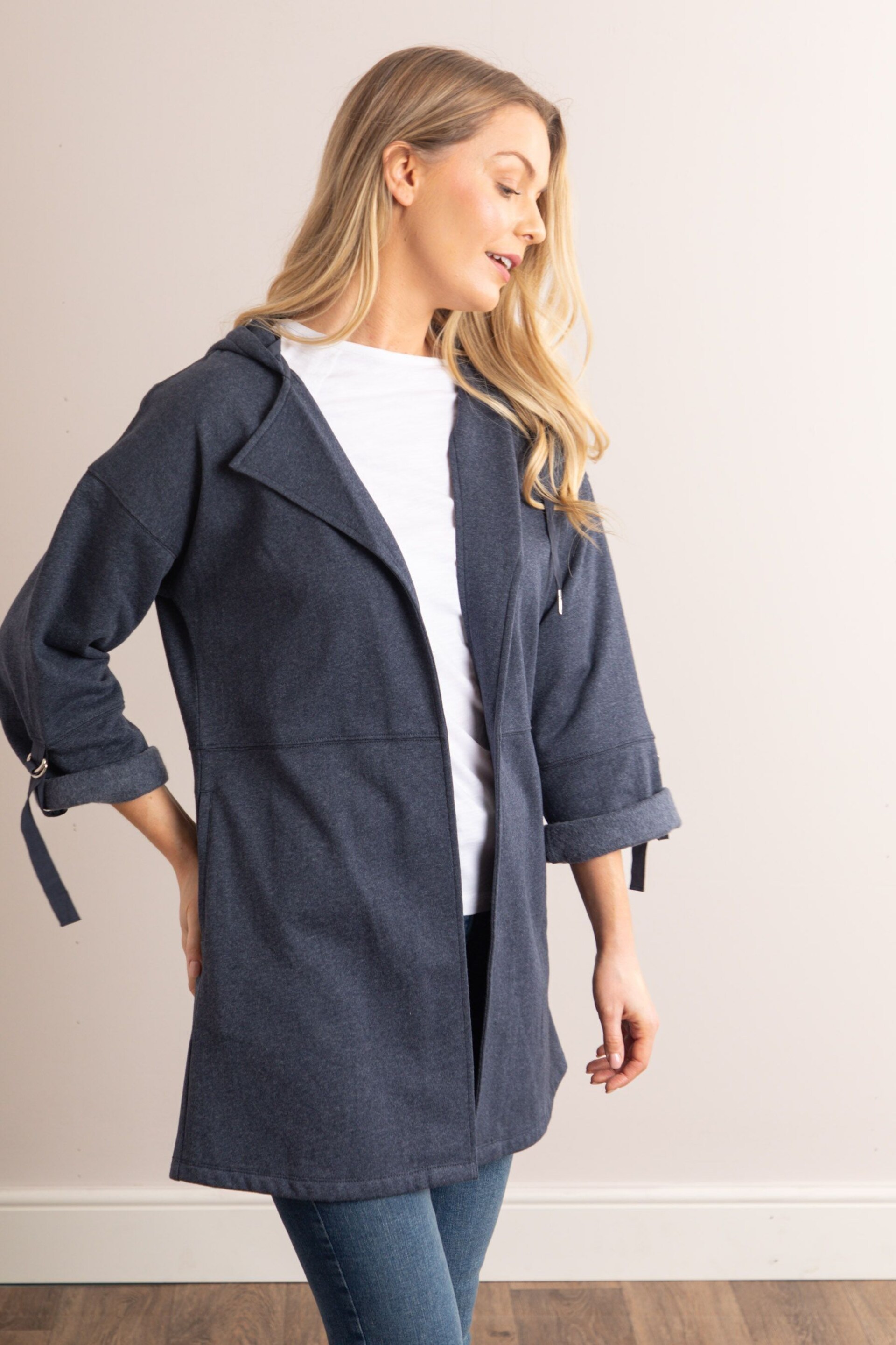 Lakeland Leather Blue Chloe Hooded Fleece Jersey Jacket - Image 4 of 11