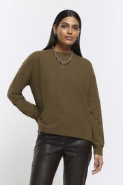 River Island Green Long Sleeve Cosy Sweat Top - Image 1 of 5
