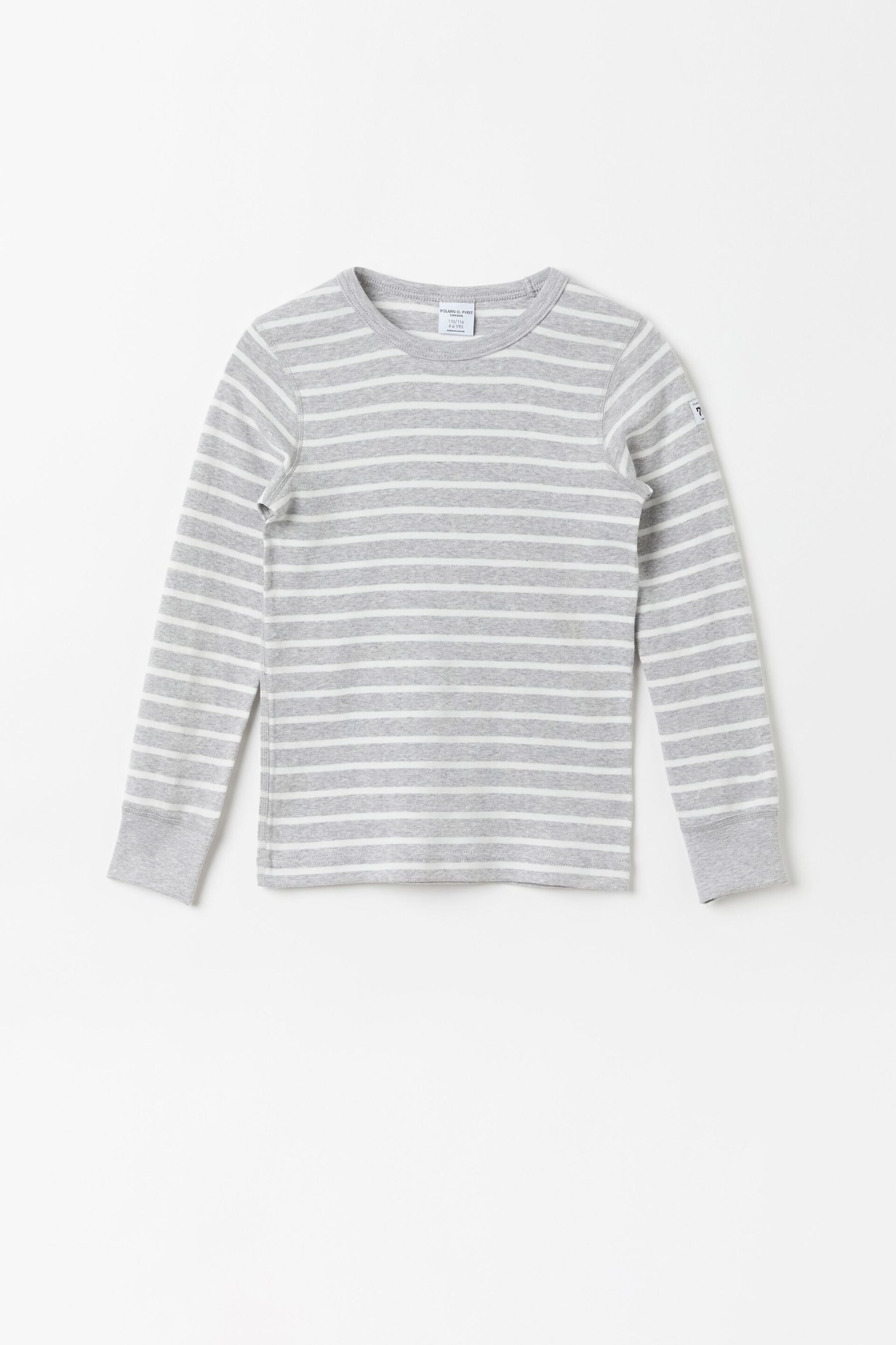 Polarn O. Pyret Grey Organic Cotton Striped Top - Image 2 of 3