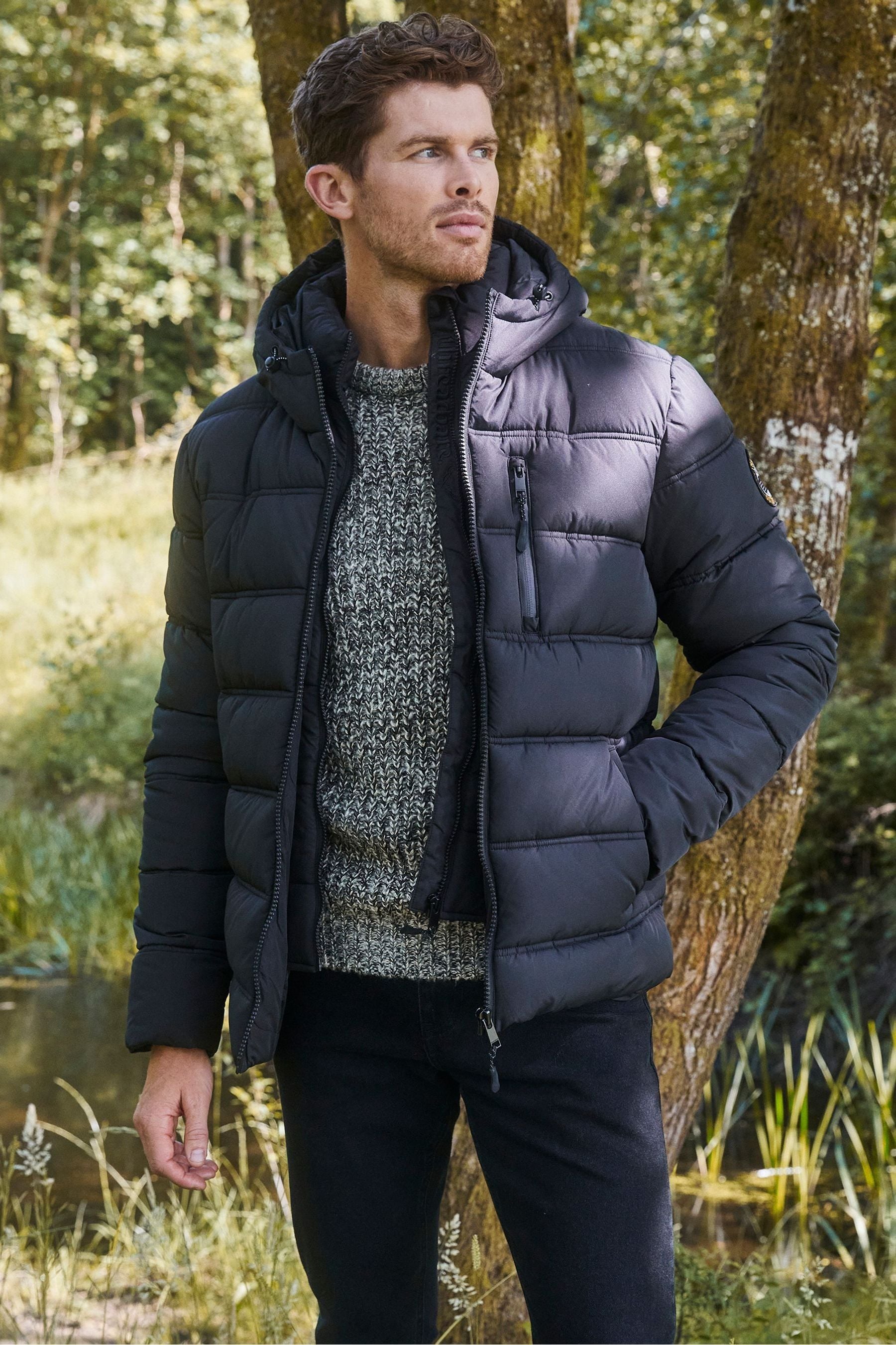 Buy Threadbare Black Hooded Puffer Jacket from Next Malta