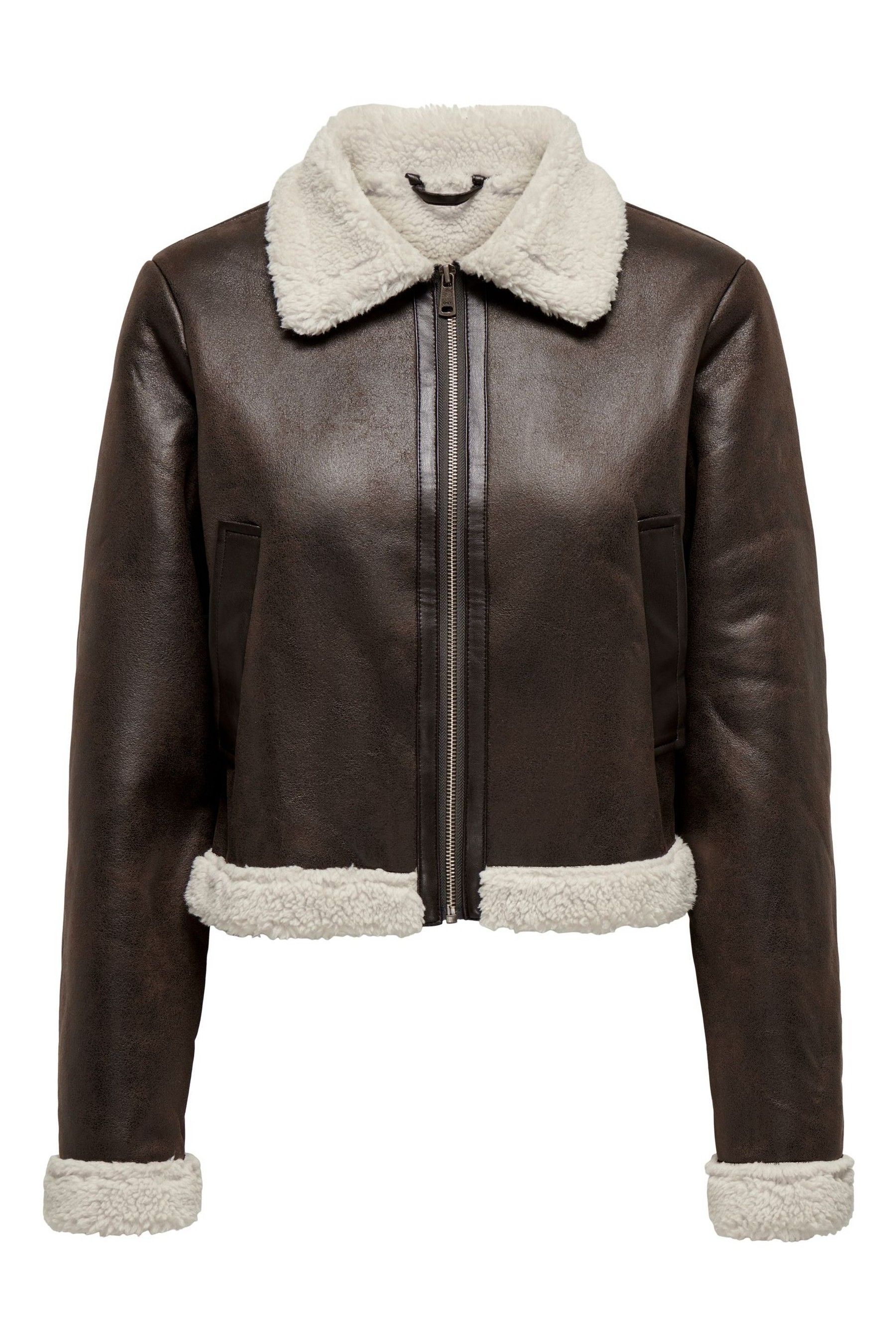 Buy ONLY Brown Faux Fur Collar Detail Bomber Jacket from Next Luxembourg