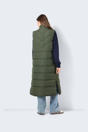 NOISY MAY Green Maxi Length Padded Quilted Collarless Gilet - Image 2 of 4
