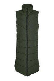 NOISY MAY Green Maxi Length Padded Quilted Collarless Gilet - Image 4 of 4