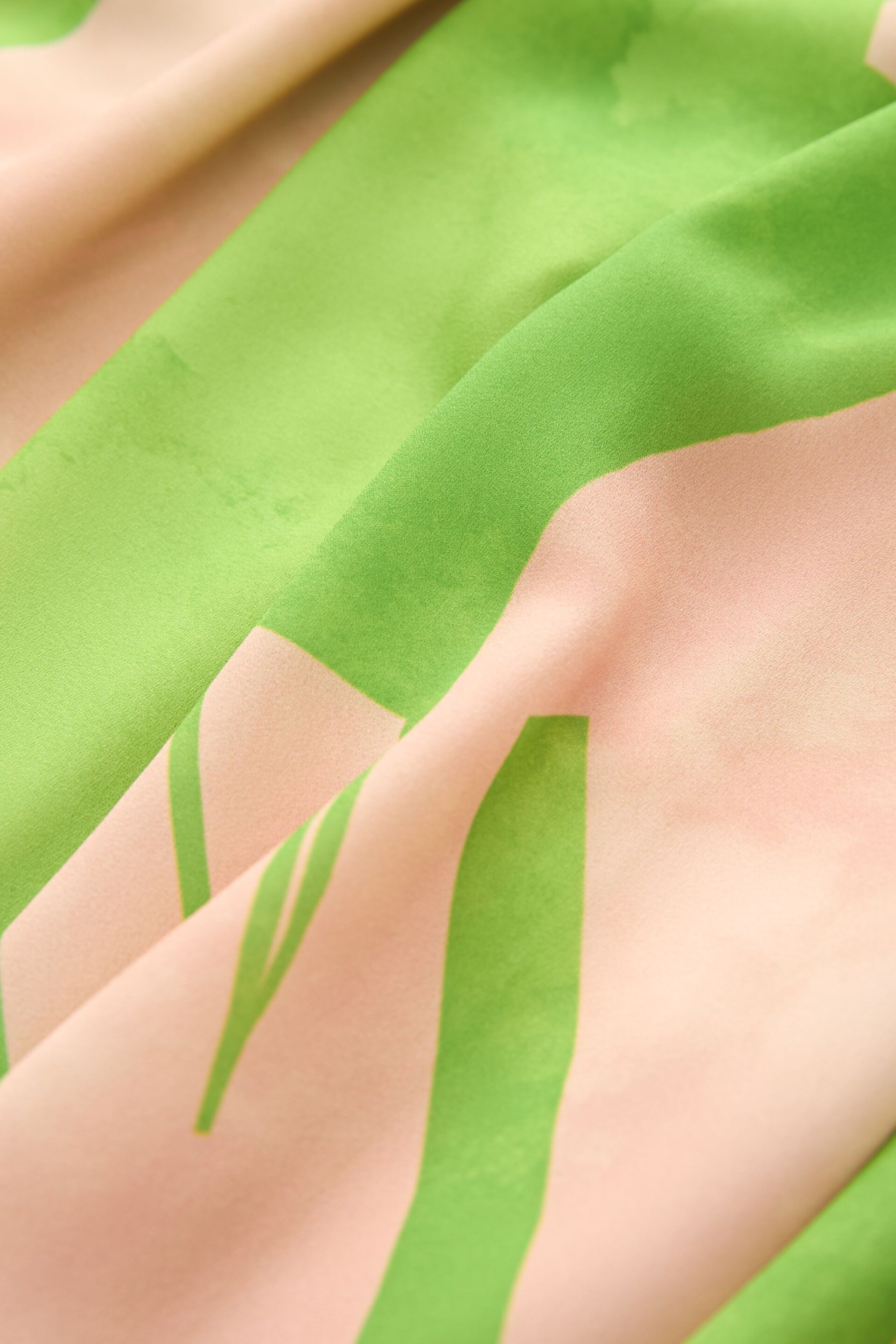 Green/Pink Swirl Print Long Sleeve Scarf Neck Midi Dress - Image 8 of 8