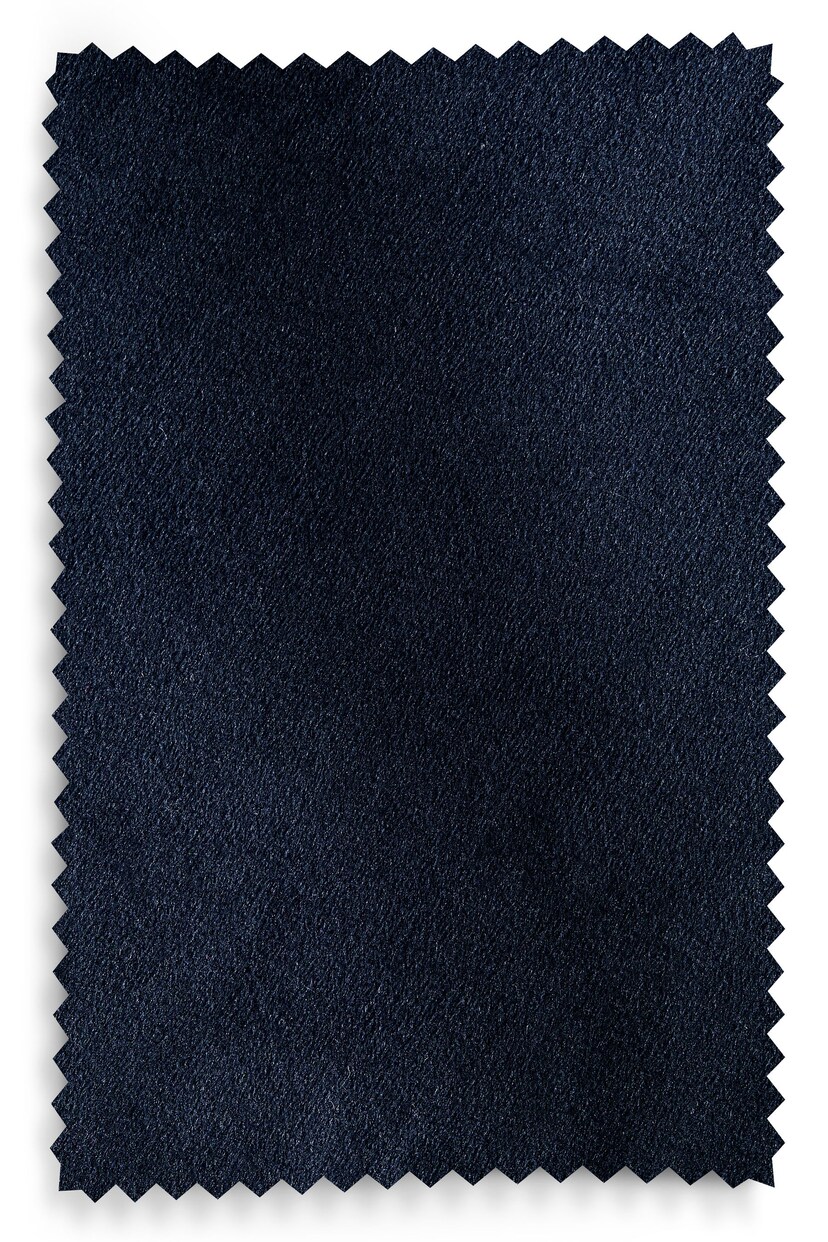 Dark Navy Blue Matte Velvet Blackout/Thermal Eyelet Curtains - Image 6 of 7