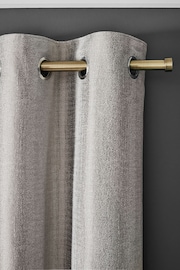 Silver Grey Metallic Stripe Eyelet Blackout/Thermal Curtains - Image 7 of 8