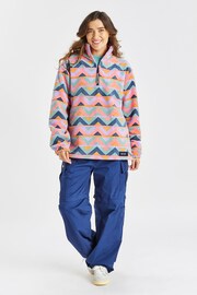 Harper & Lewis Pink Raver Retro Pattern 1/4 Zip Polar Fleece - Image 2 of 7