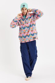 Harper & Lewis Pink Raver Retro Pattern 1/4 Zip Polar Fleece - Image 3 of 7