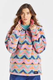 Harper & Lewis Pink Raver Retro Pattern 1/4 Zip Polar Fleece - Image 4 of 7