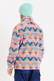 Harper & Lewis Pink Raver Retro Pattern 1/4 Zip Polar Fleece - Image 5 of 7