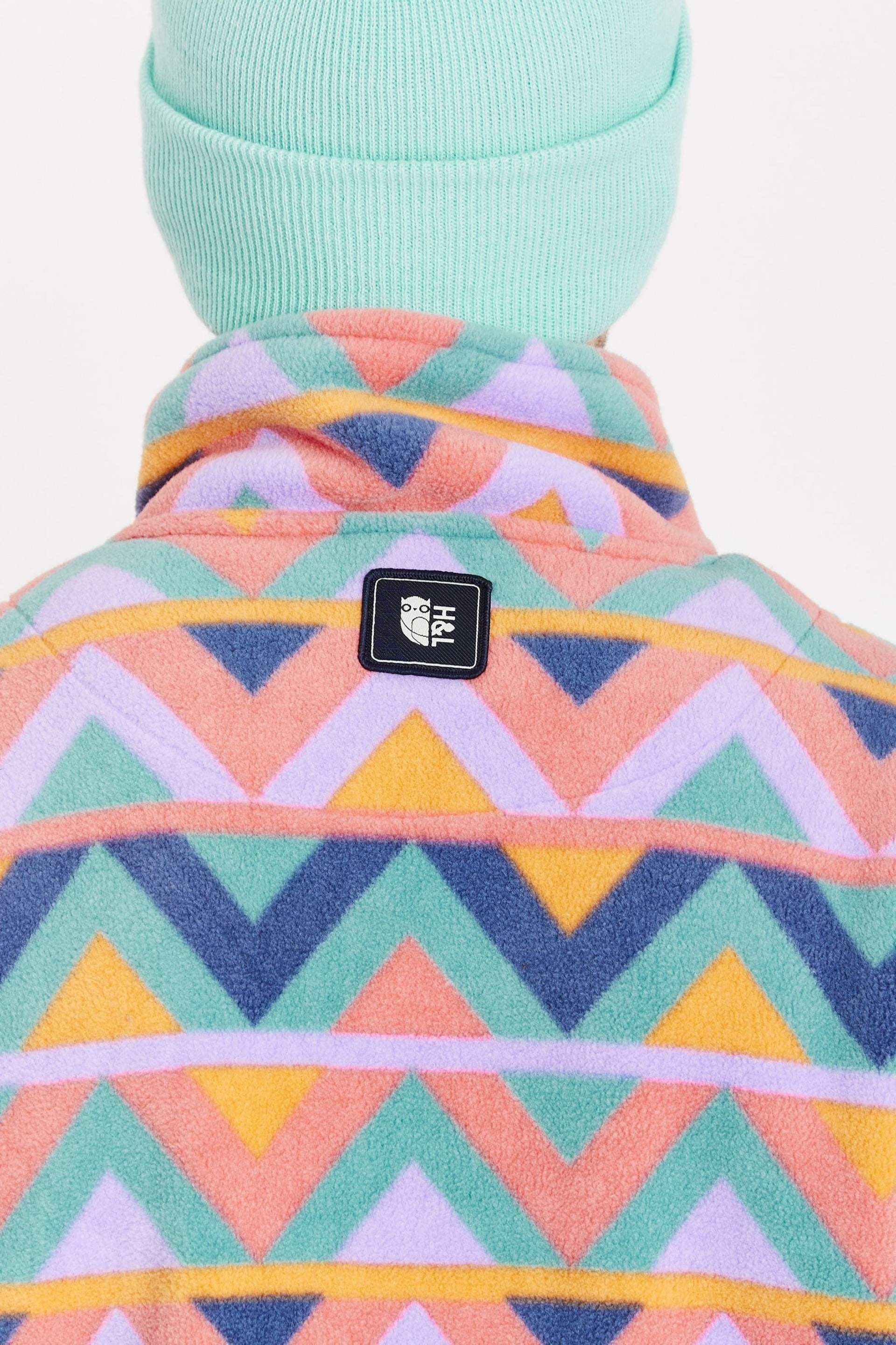 Harper & Lewis Pink Raver Retro Pattern 1/4 Zip Polar Fleece - Image 7 of 7