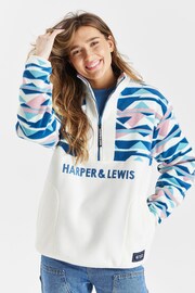 Harper & Lewis Cream Veronica Retro Pattern 1/4 Zip Polar Fleece - Image 3 of 5