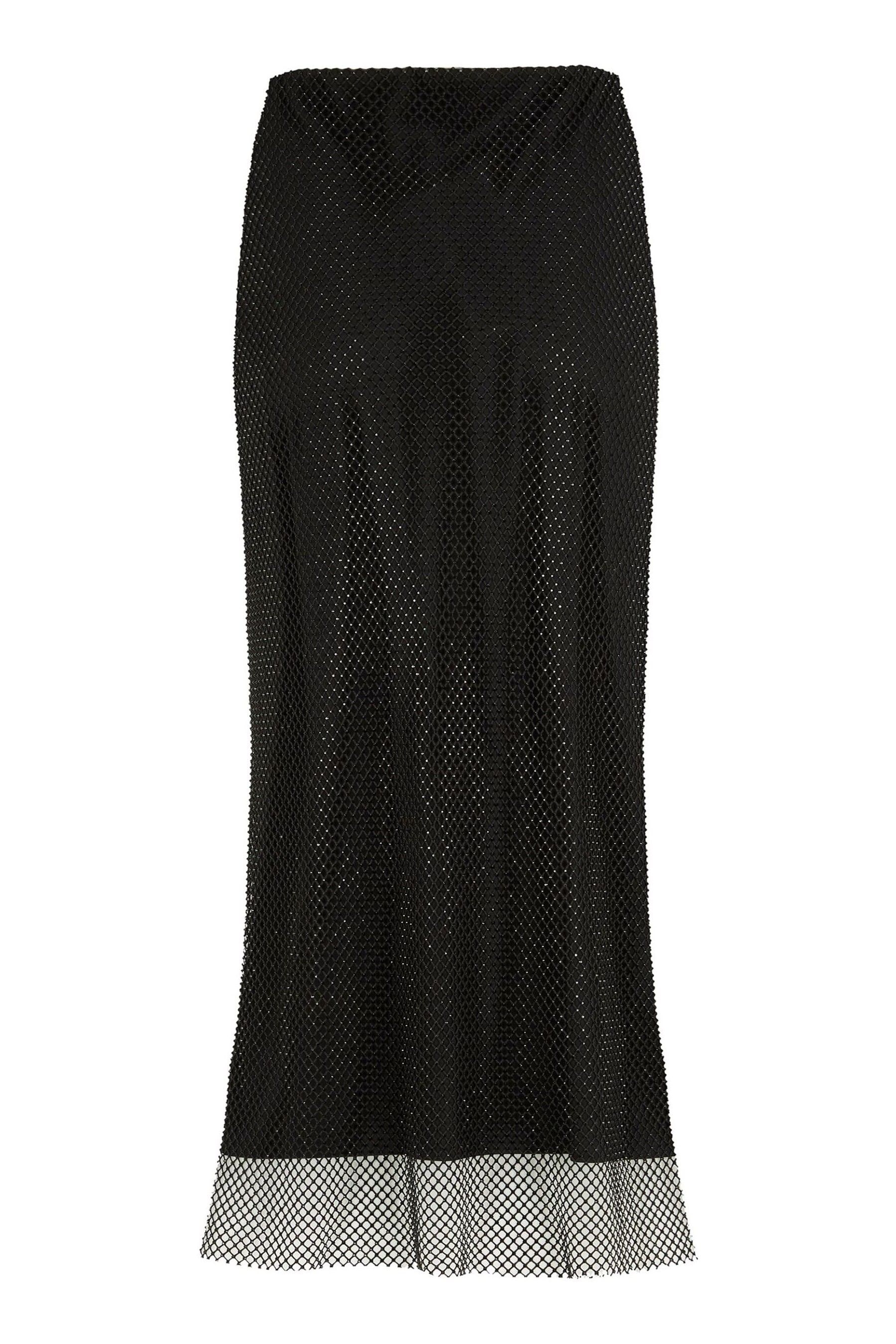 Buy Mint Velvet Black Black Diamante Mesh Midi Skirt from Next Luxembourg