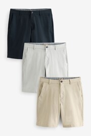 Navy Blue/Grey/Stone Stretch Chinos Shorts Embroidery 3 Pack - Image 1 of 15