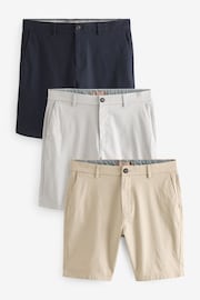 Navy Blue/Grey/Stone Skinny Stretch Chinos Shorts 3 Pack - Image 1 of 15