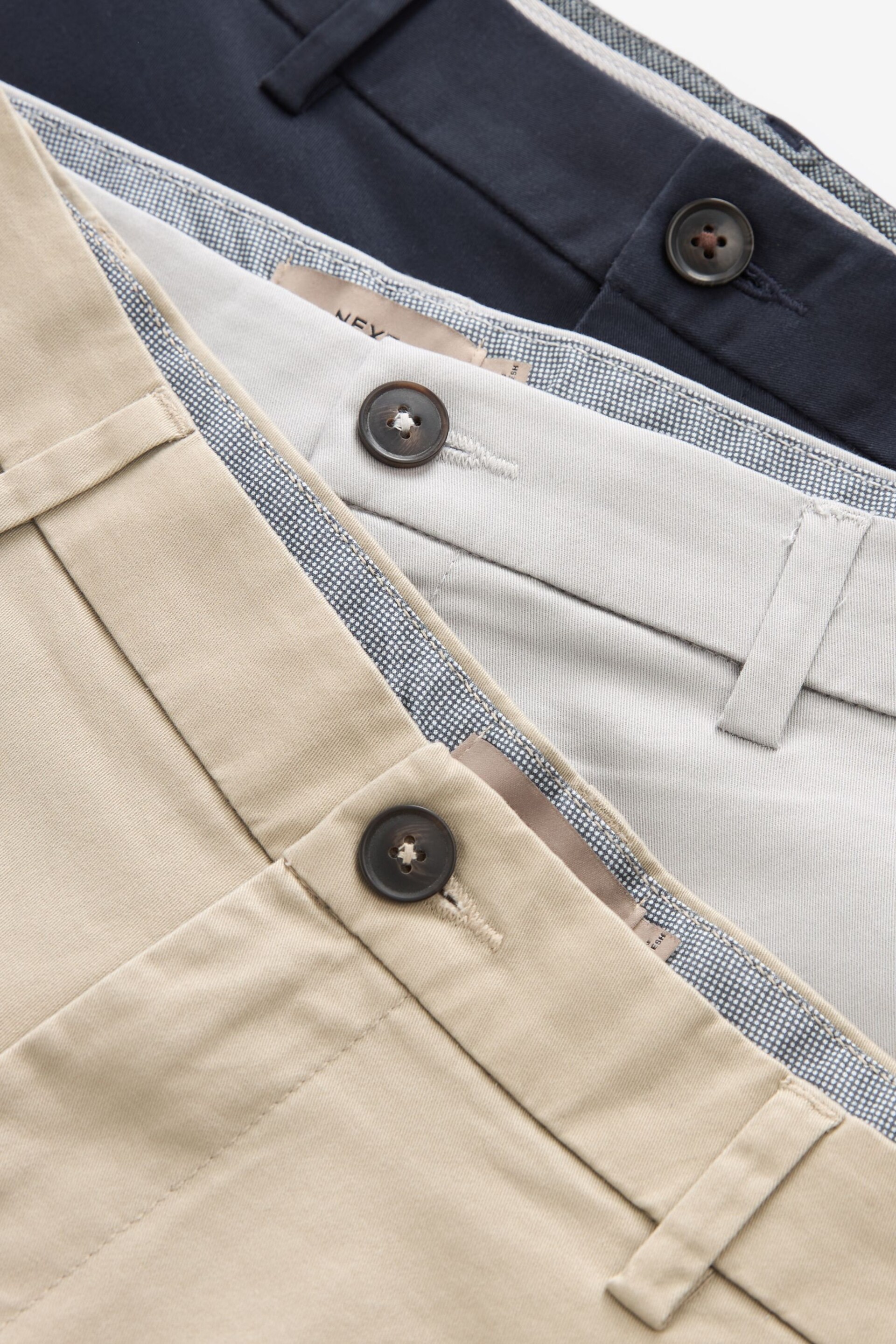 Navy Blue/Grey/Stone Skinny Stretch Chinos Shorts 3 Pack - Image 13 of 15