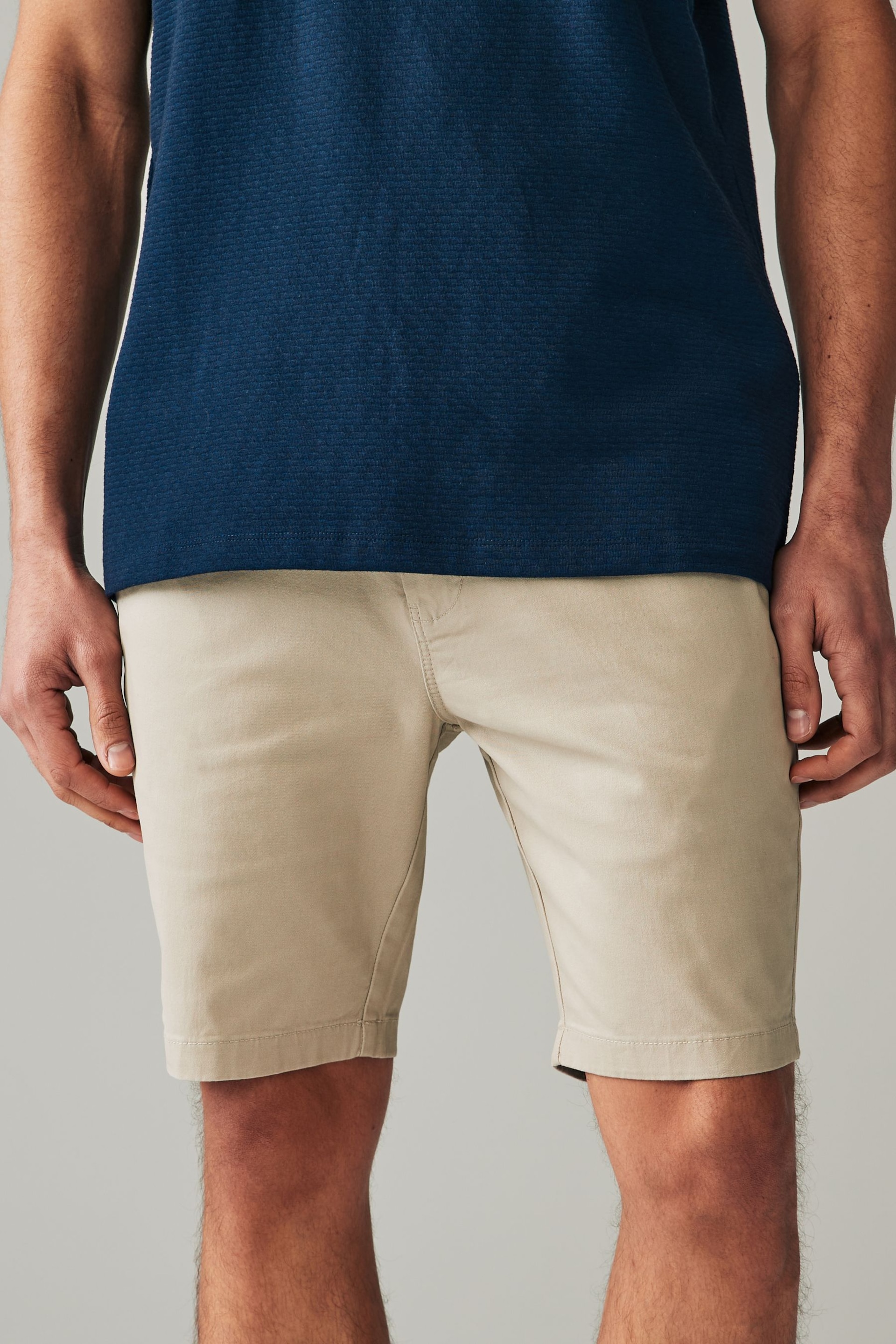 Navy Blue/Grey/Stone Skinny Stretch Chinos Shorts 3 Pack - Image 5 of 15