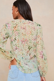 Lipsy Green Ruffle Metallic Blouse - Image 2 of 4