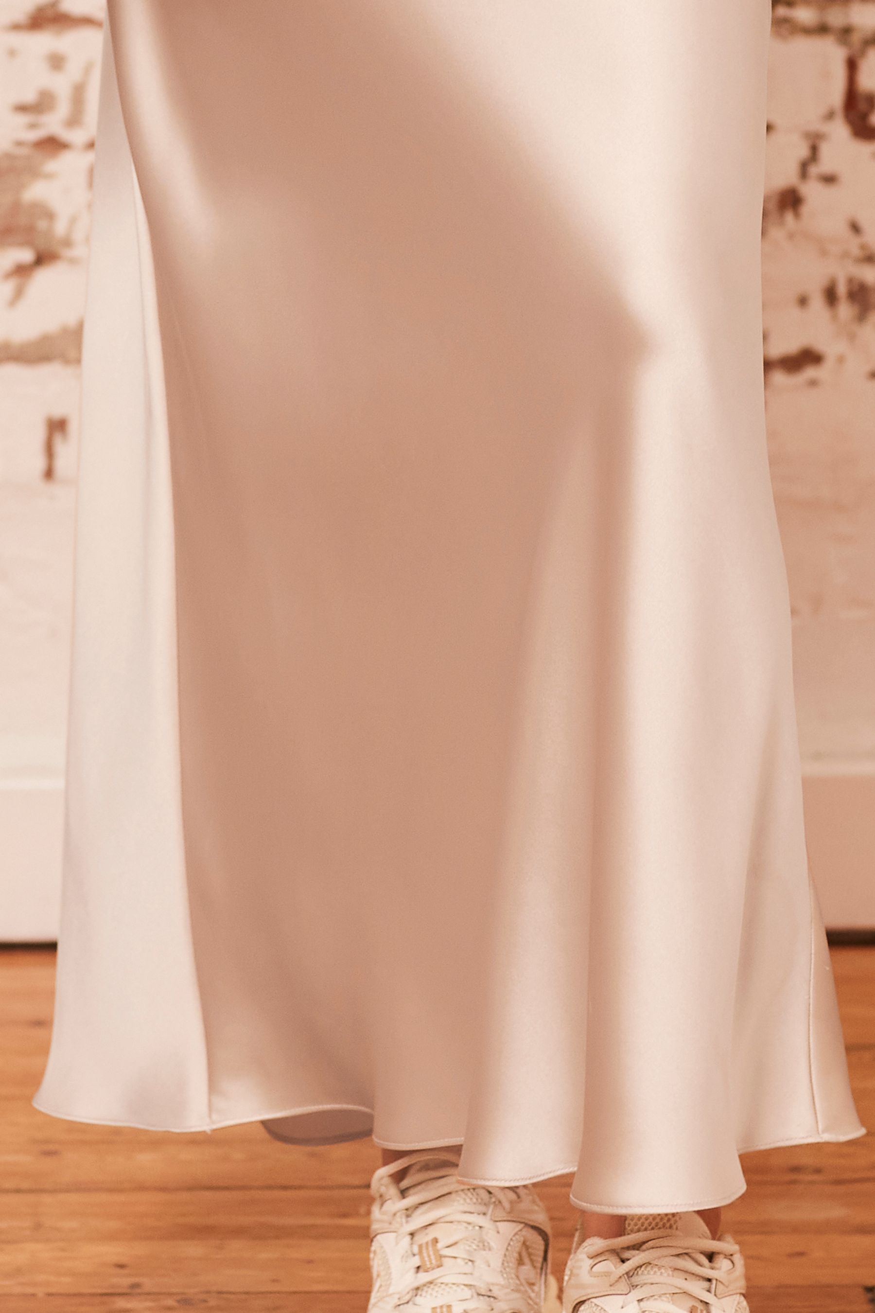Buy Champagne Gold Tailored Satin Midi Skirt from Next Luxembourg