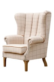 K Interiors Natural Quincy Wool Fluted Wing Chair - Image 2 of 4