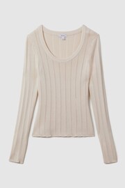 Reiss Cream Sierra Knitted Scoop Neck Top - Image 2 of 7