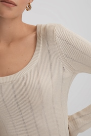 Reiss Cream Sierra Knitted Scoop Neck Top - Image 4 of 7