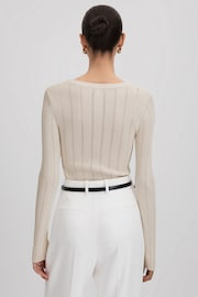 Reiss Cream Sierra Knitted Scoop Neck Top - Image 5 of 7