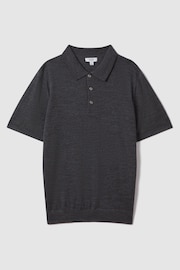 Reiss Derby Grey Marl Manor Slim Fit Merino Wool Polo Shirt - Image 2 of 6