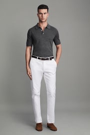 Reiss Derby Grey Marl Manor Slim Fit Merino Wool Polo Shirt - Image 3 of 6