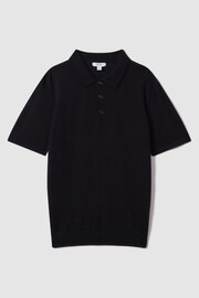 Reiss Navy Manor Slim Fit Merino Wool Polo Shirt - Image 2 of 5