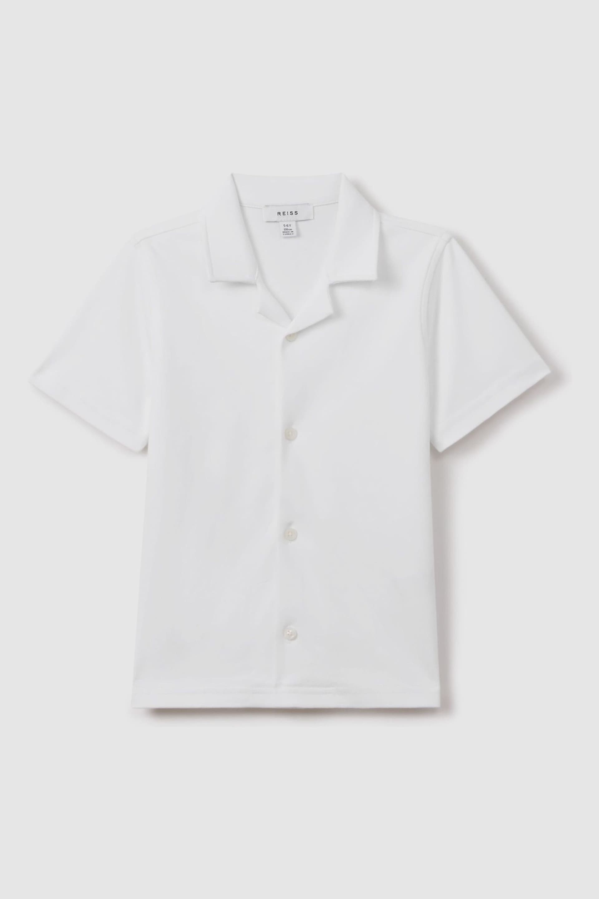 Reiss White Caspa Senior Cotton Cuban Collar Shirt - Image 2 of 6