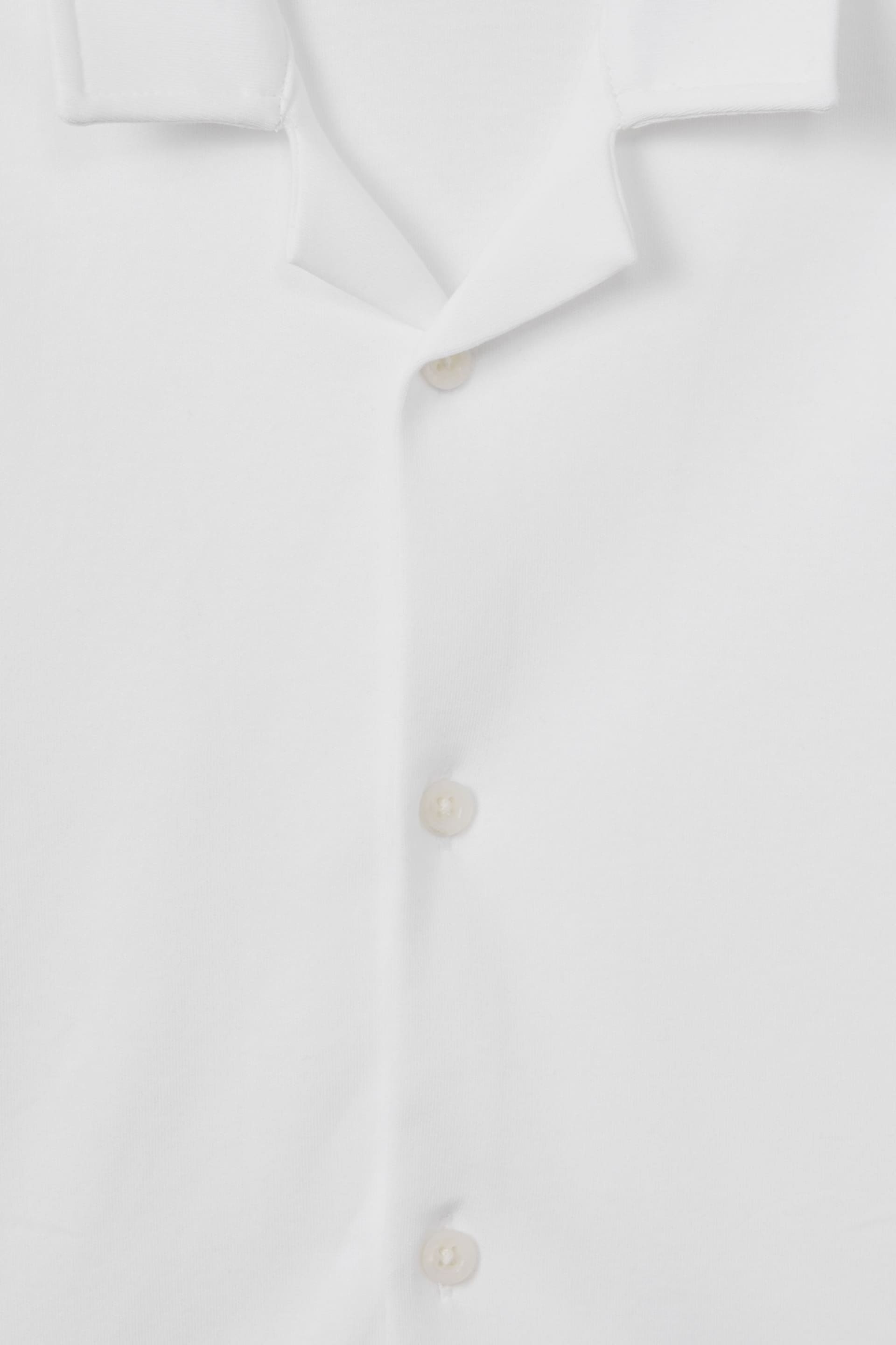 Reiss White Caspa Senior Cotton Cuban Collar Shirt - Image 6 of 6