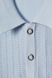 Reiss Soft Blue Pascoe Textured Modal Blend Polo Shirt - Image 7 of 7