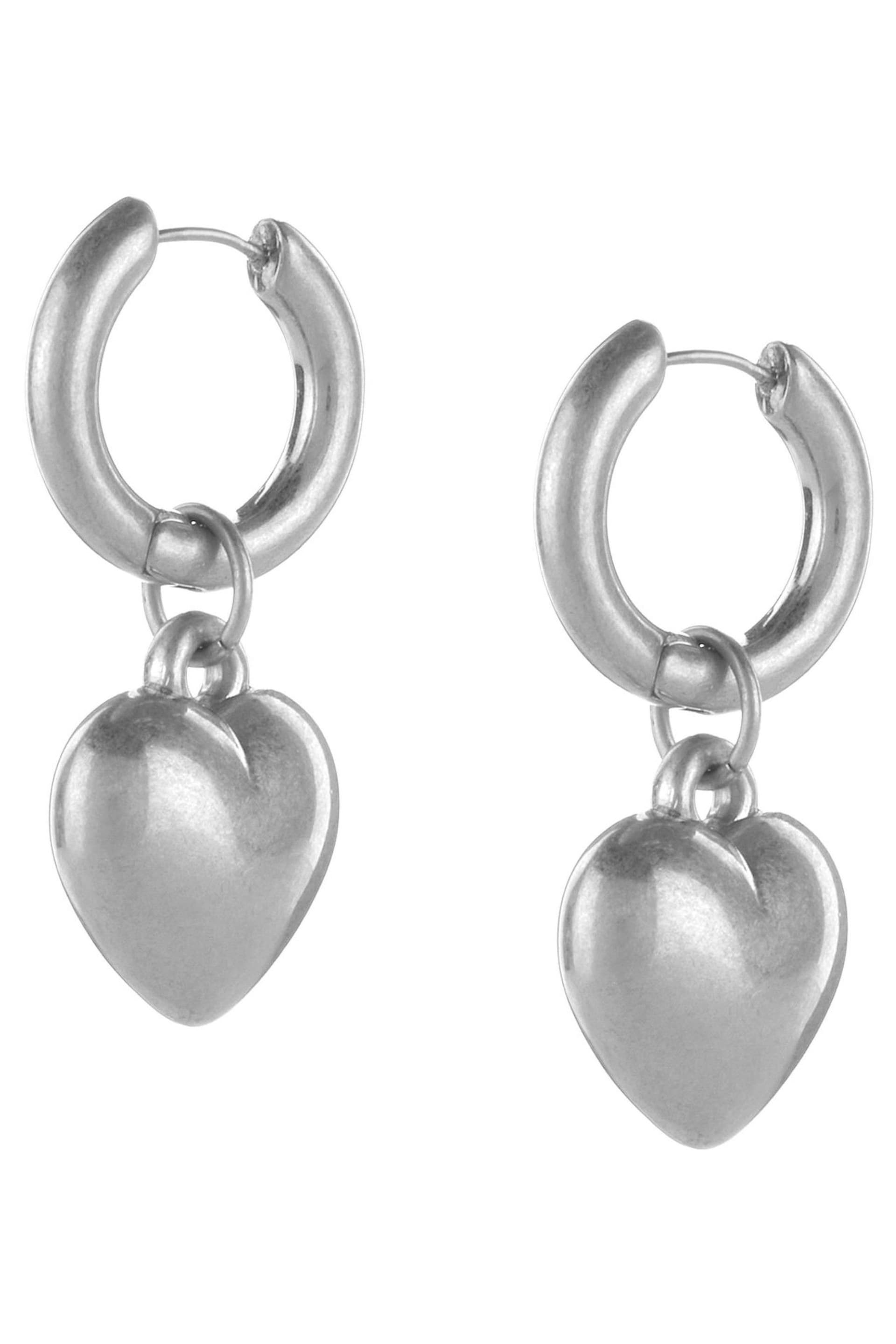 Mint Velvet Silver Heart Drop Earrings - Image 3 of 4