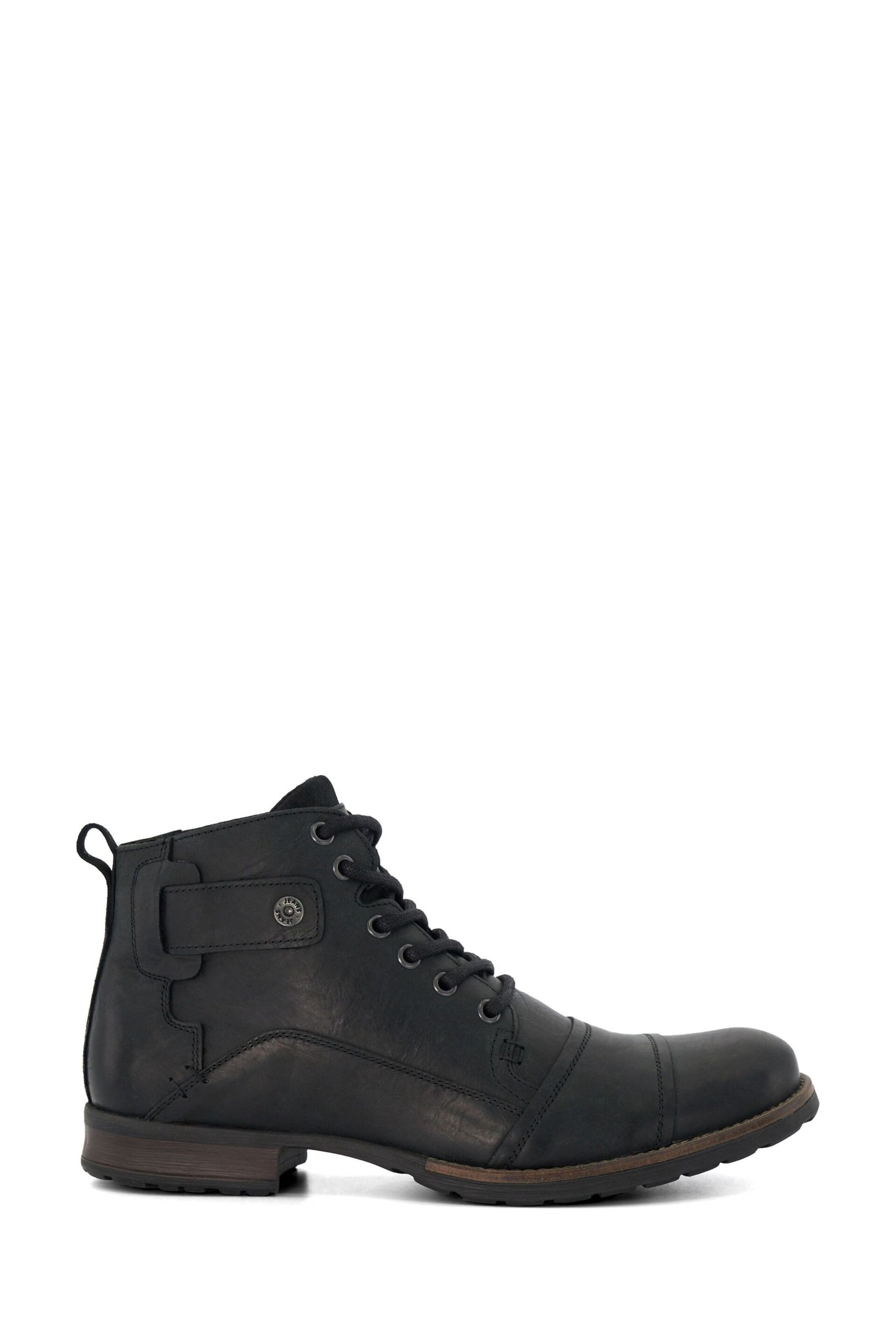 Dune London Black Heavy Duty Leather Simon Ankle Boots - Image 1 of 8