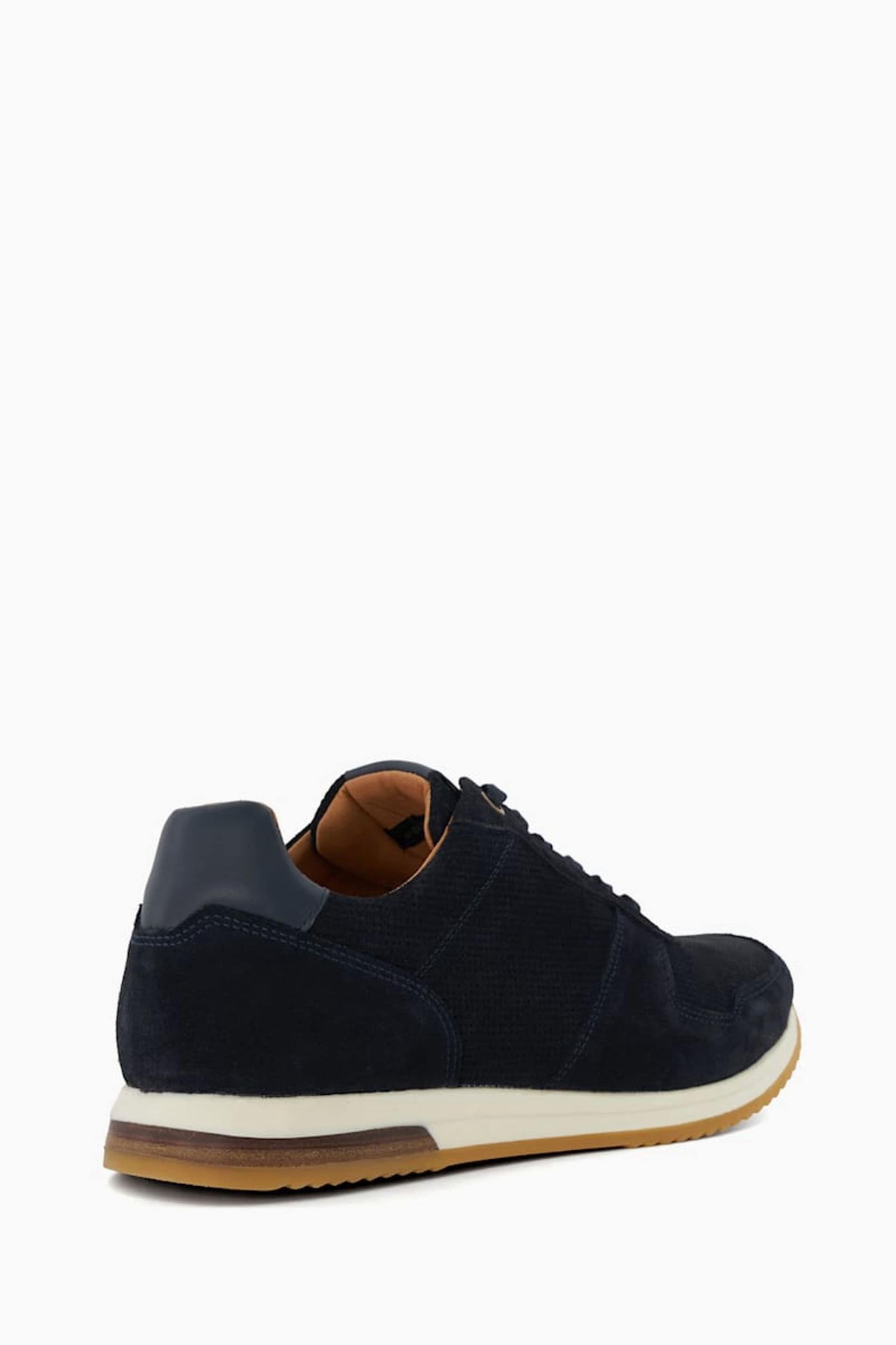 Dune London Blue Trilogy Perforated Runner Trainers - Image 4 of 6