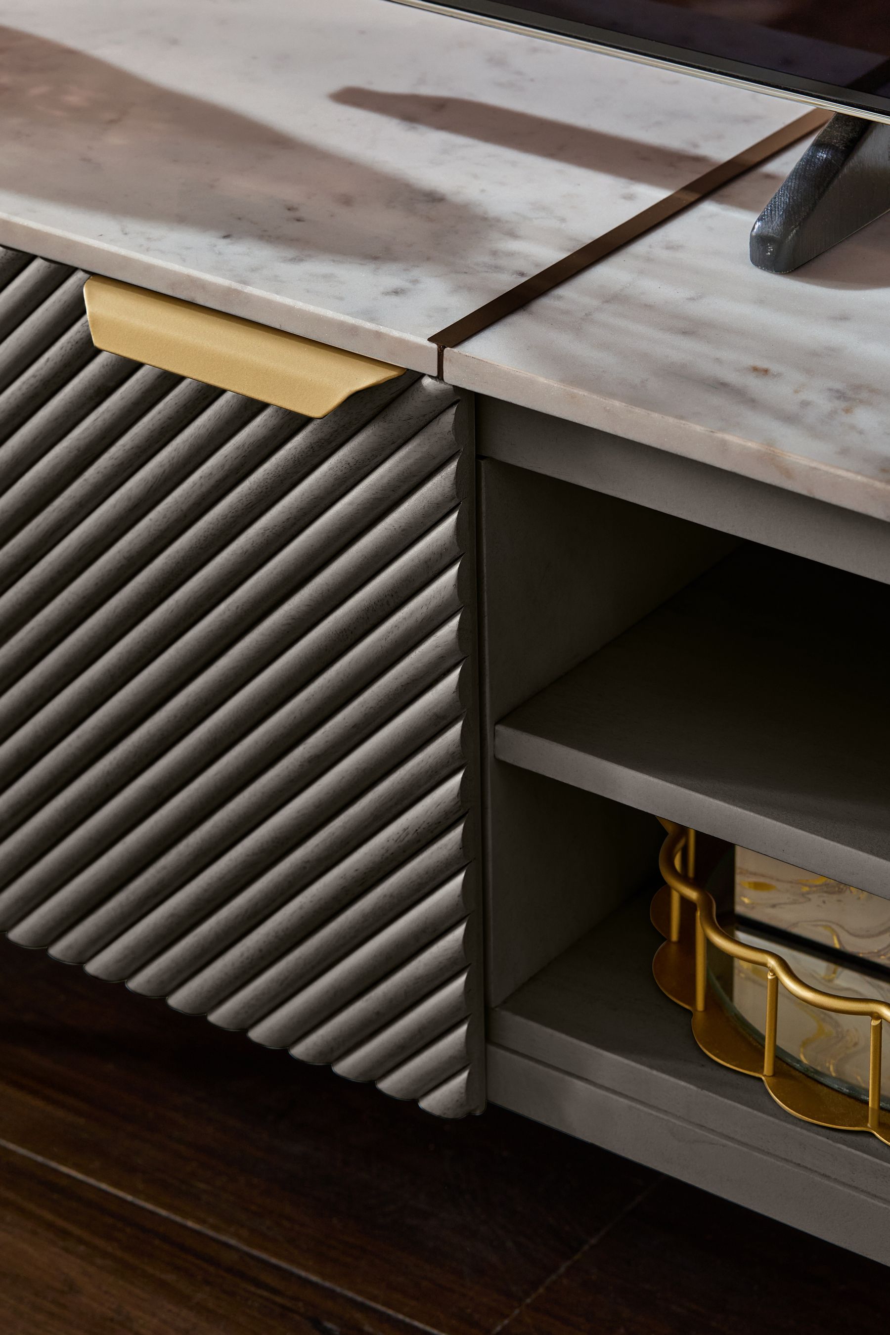 Buy Dark Grey Valencia Mango Wood Up to 80 inch TV Unit from the Next UK online shop