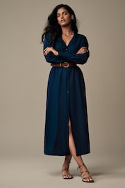 Laura Ashley Navy Midaxi Shirt Dress - Image 1 of 5